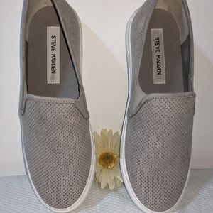 NEW Steve Madden Zaray Gray Slip Ons Size 8.5 Brushed Suede Finish